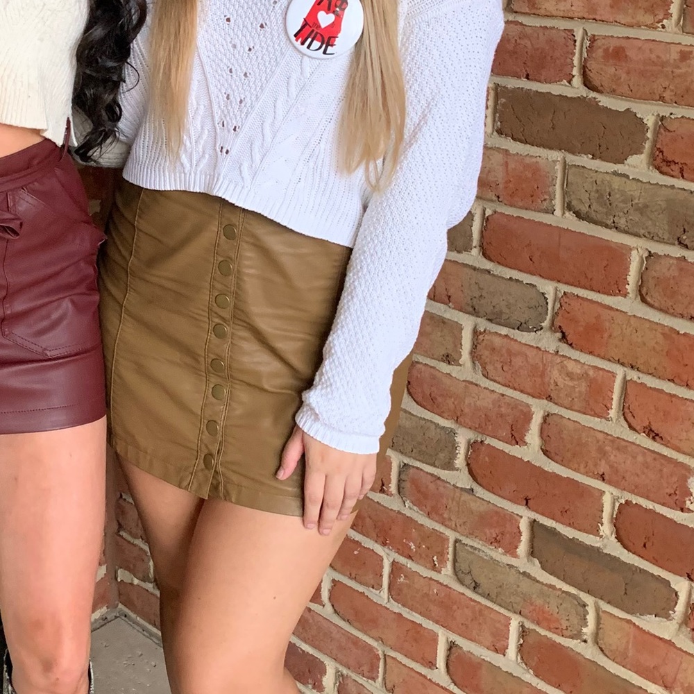 Free people faux leather button up skirt